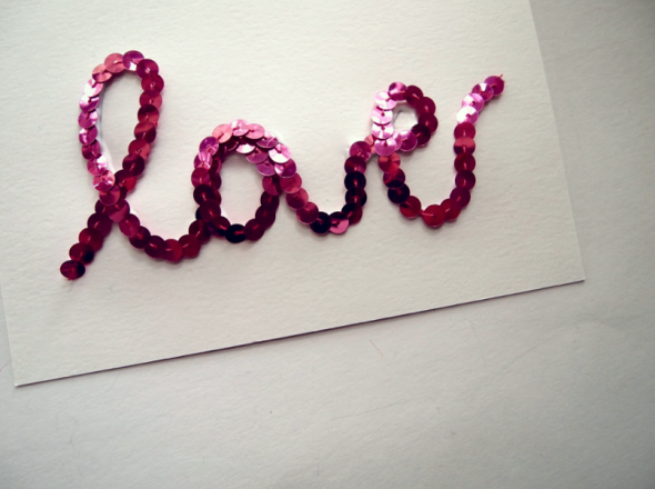 Glitter N Glue DIY Sequin Valentines Cards LOVE