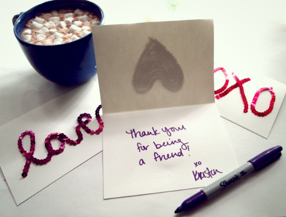 Glitter N Glue DIY Sequin Valentines Cards THANK YOU
